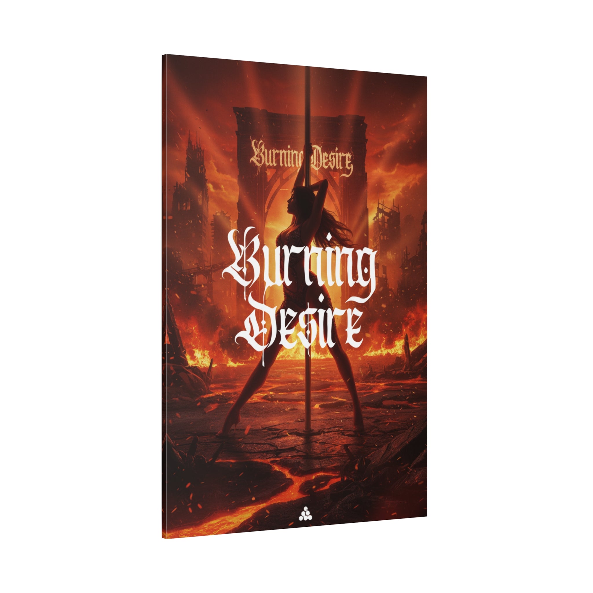 Burning Desire Matte Canvas Print — Fiery Pole Dance Art