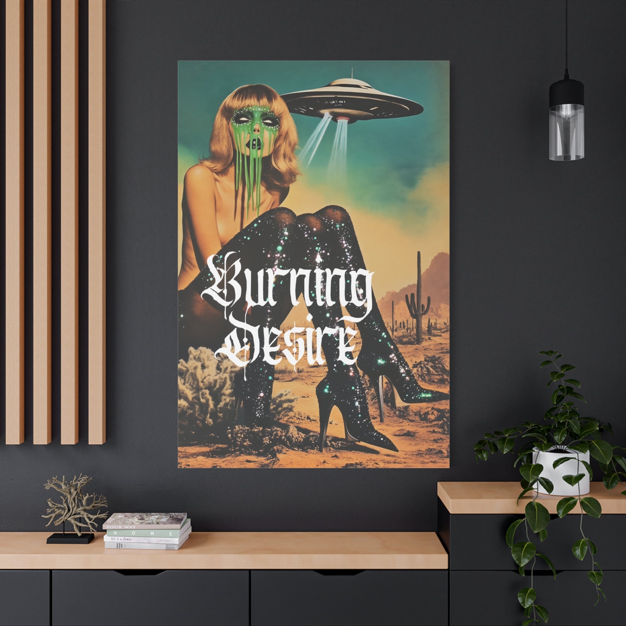 Burning Desire Alien Pin-Up Matte Canvas Wall Art