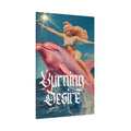 Retro Pin-Up Dolphin Canvas - "Burning Desire" Matte Stretched Wall Art