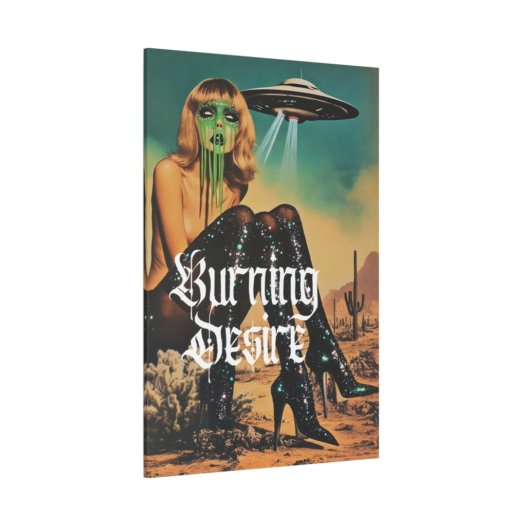 Burning Desire Alien Pin-Up Matte Canvas Wall Art