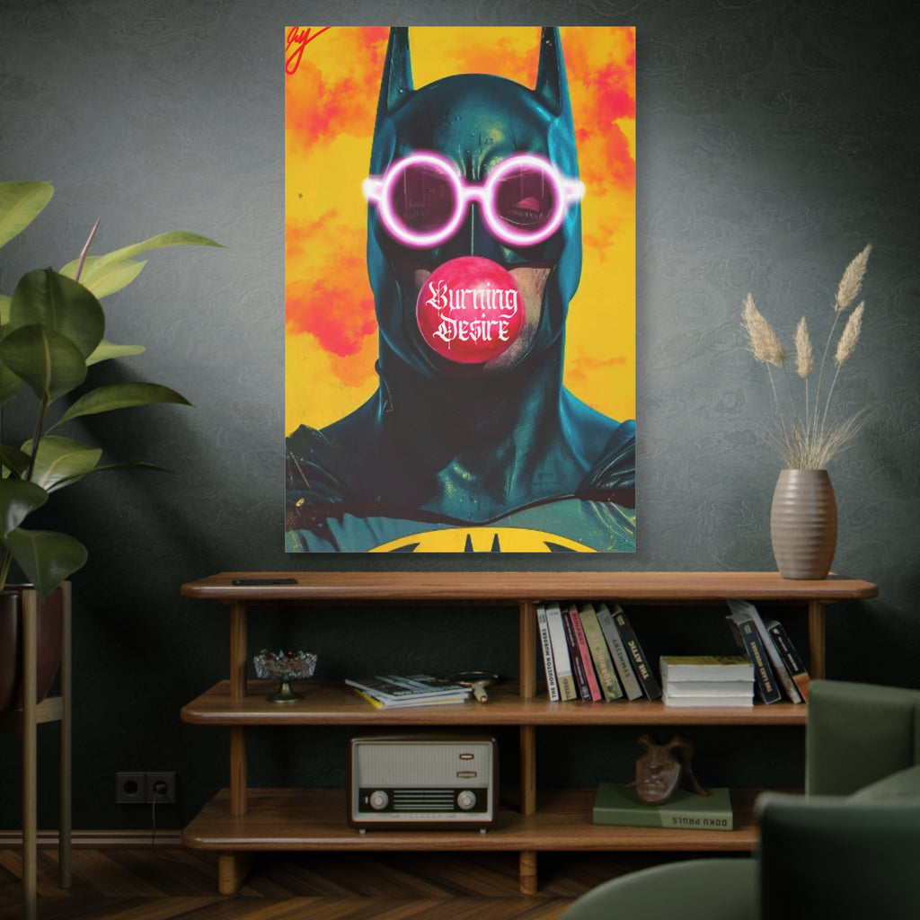 Pop Art Batman Canvas Print – 'Burning Desire' Matte Stretched Wall Art