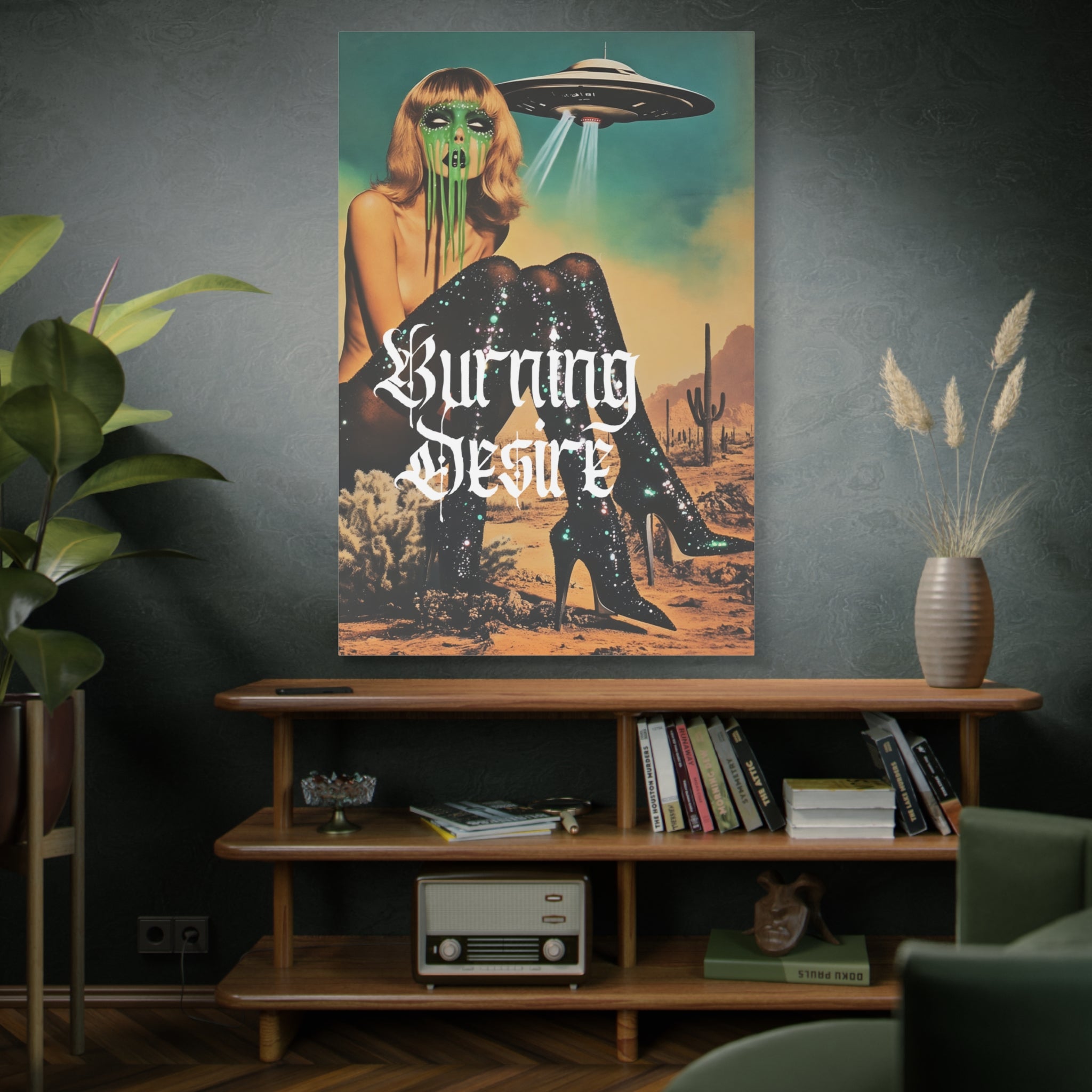 Burning Desire Alien Pin-Up Matte Canvas Wall Art